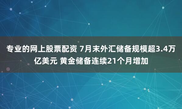 专业的网上股票配资 7月末外汇储备规模超3.4万亿美元 黄金储备连续21个月增加